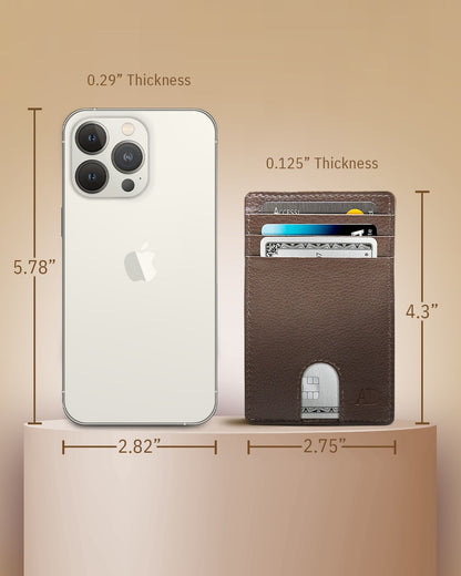 Genuine Leather Slim Card Holder – RFID Blocking, Thumb-Hole Access