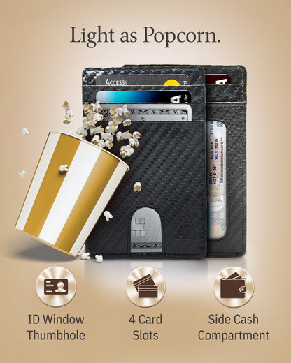 Genuine Leather Slim Card Holder – RFID Blocking, Thumb-Hole Access
