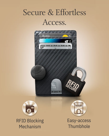 Genuine Leather Slim Card Holder – RFID Blocking, Thumb-Hole Access