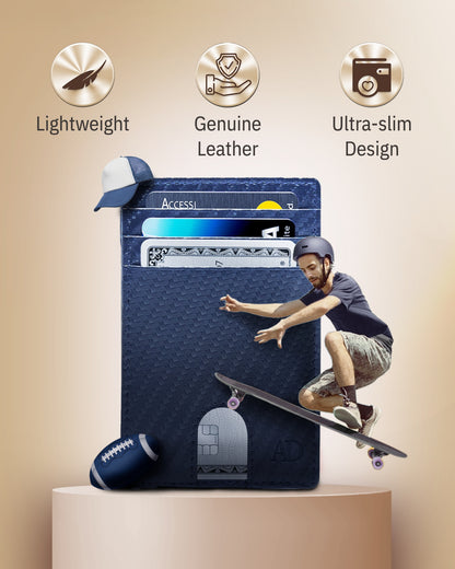 Genuine Leather Slim Card Holder – RFID Blocking, Thumb-Hole Access
