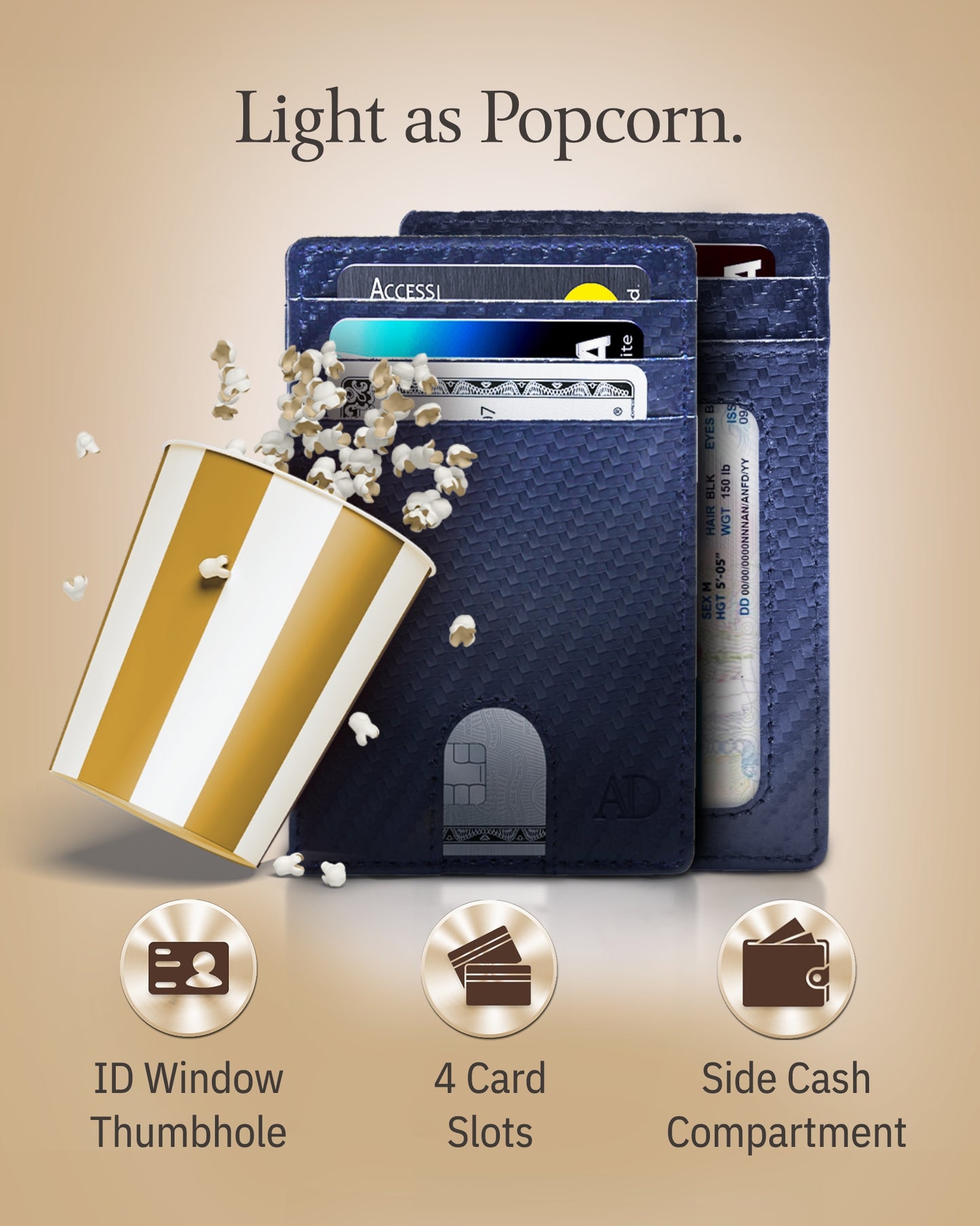 Genuine Leather Slim Card Holder – RFID Blocking, Thumb-Hole Access
