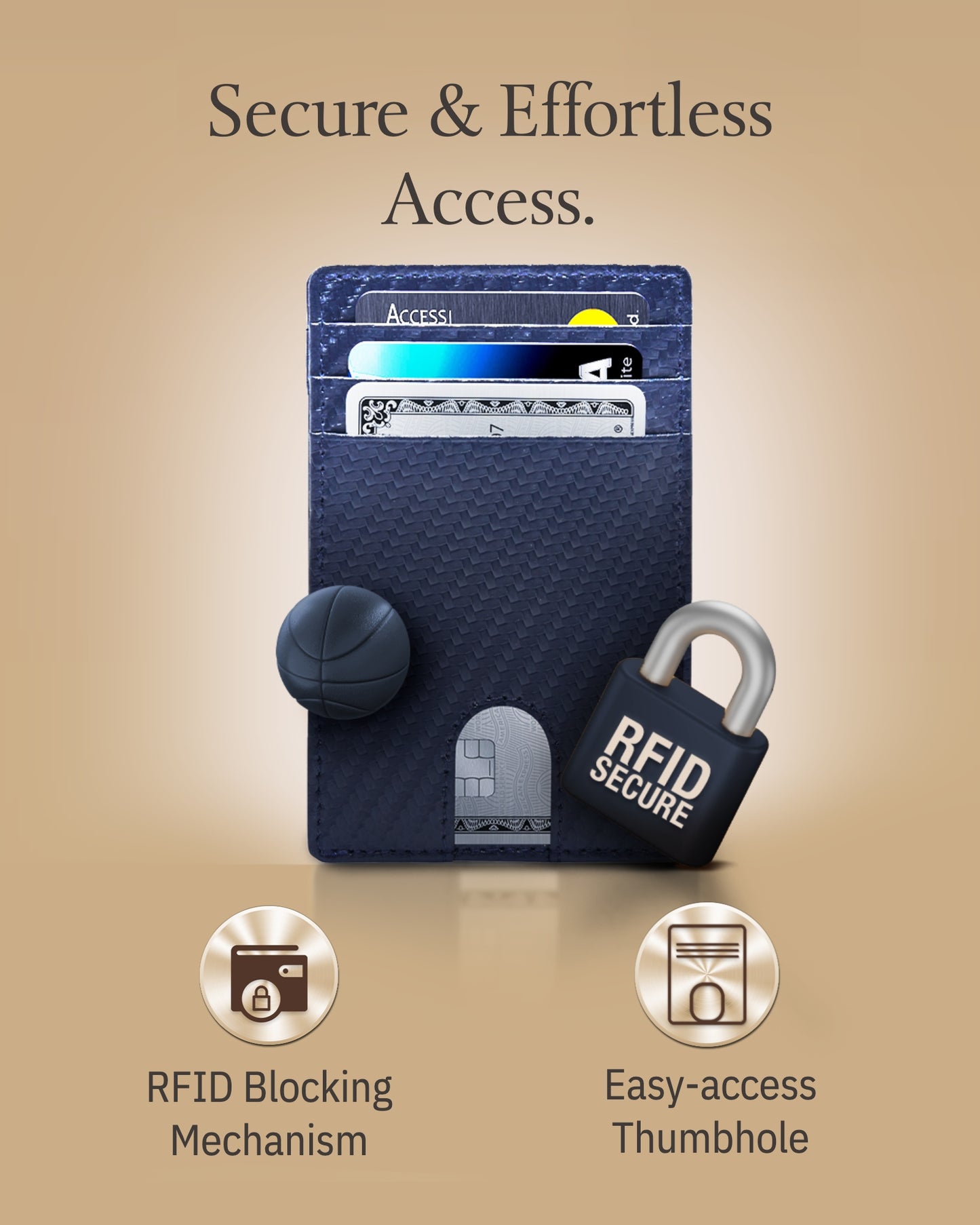 Genuine Leather Slim Card Holder – RFID Blocking, Thumb-Hole Access
