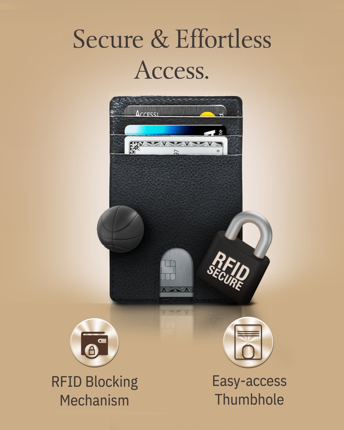 Genuine Leather Slim Card Holder – RFID Blocking, Thumb-Hole Access