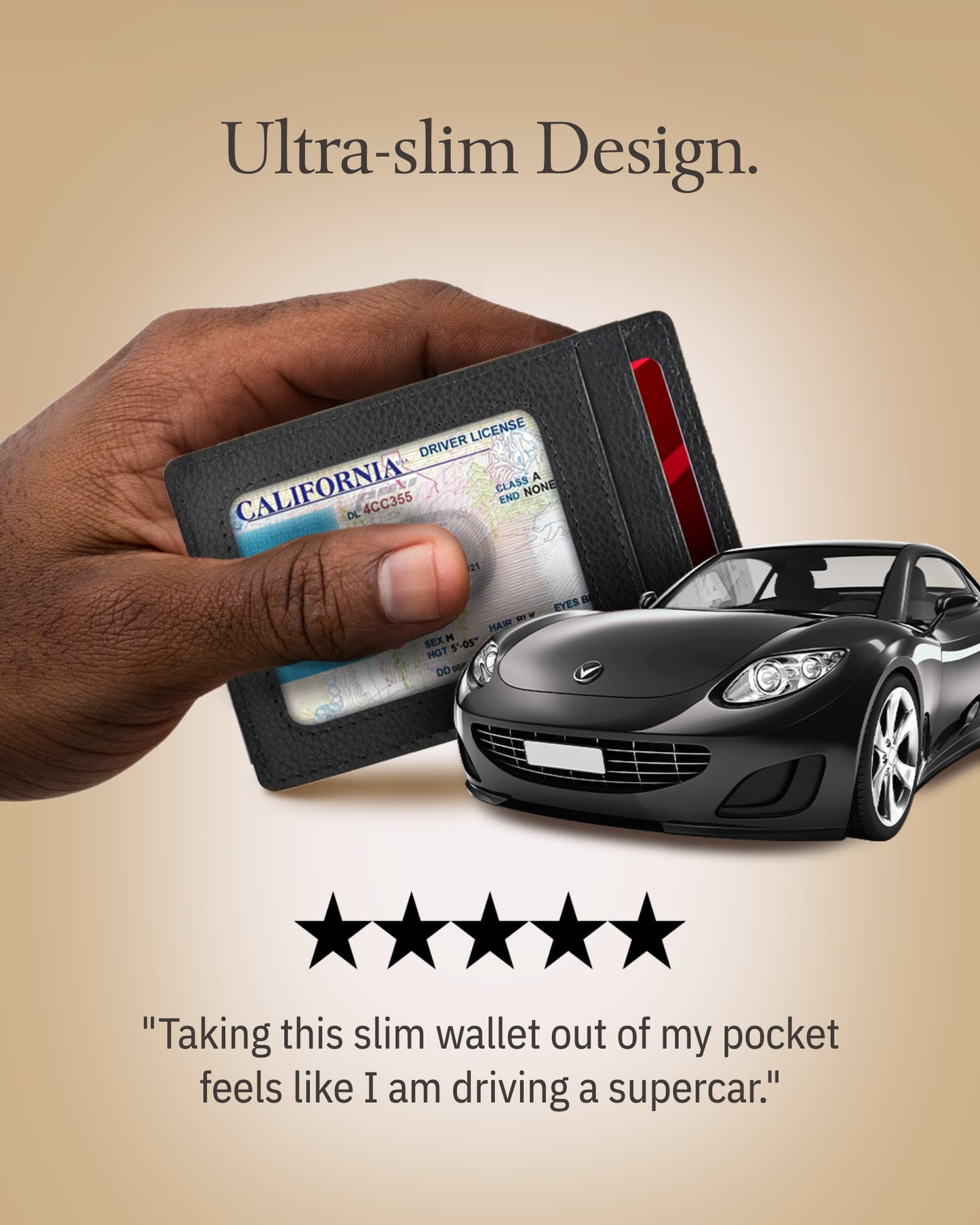 Genuine Leather Slim Card Holder – RFID Blocking, Thumb-Hole Access