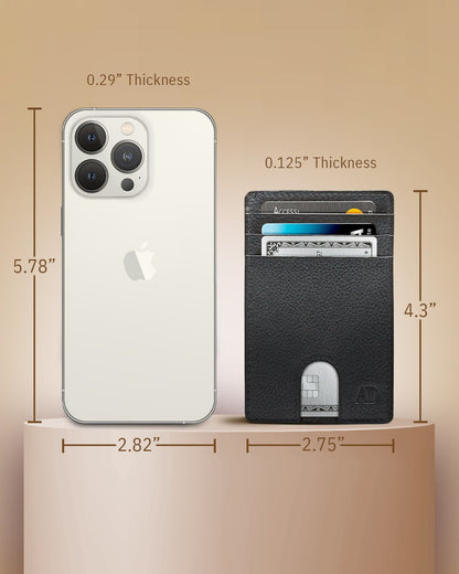 Genuine Leather Slim Card Holder – RFID Blocking, Thumb-Hole Access