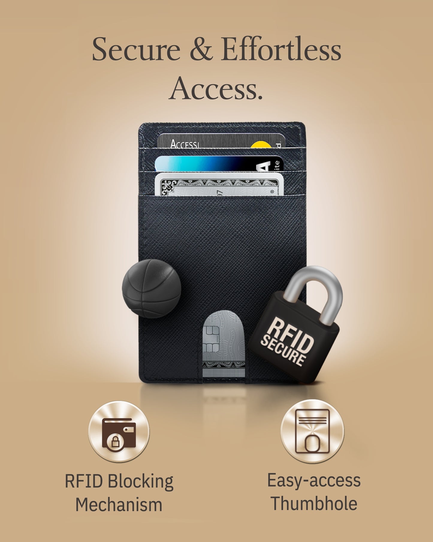Genuine Leather Slim Card Holder – RFID Blocking, Thumb-Hole Access