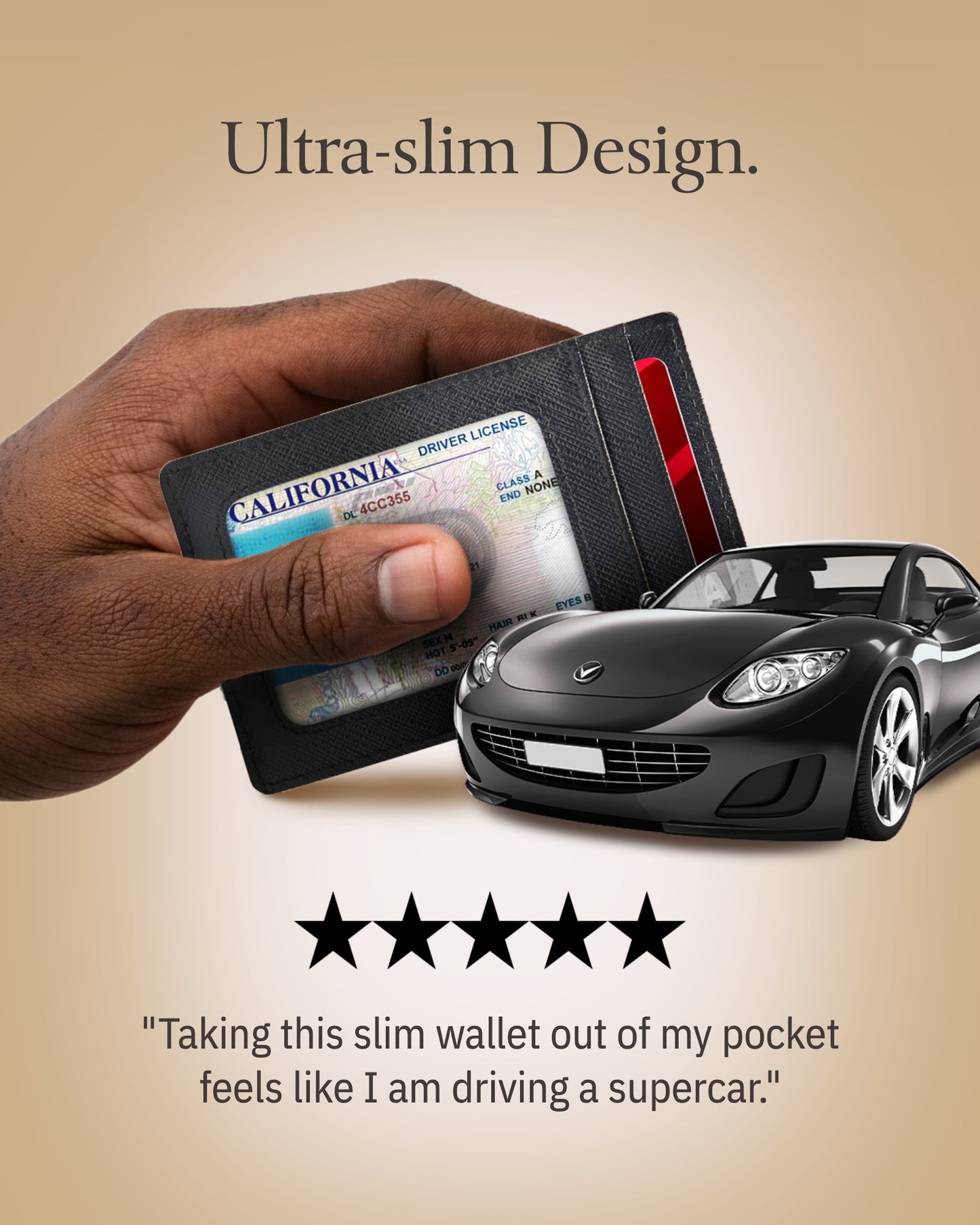 Genuine Leather Slim Card Holder – RFID Blocking, Thumb-Hole Access