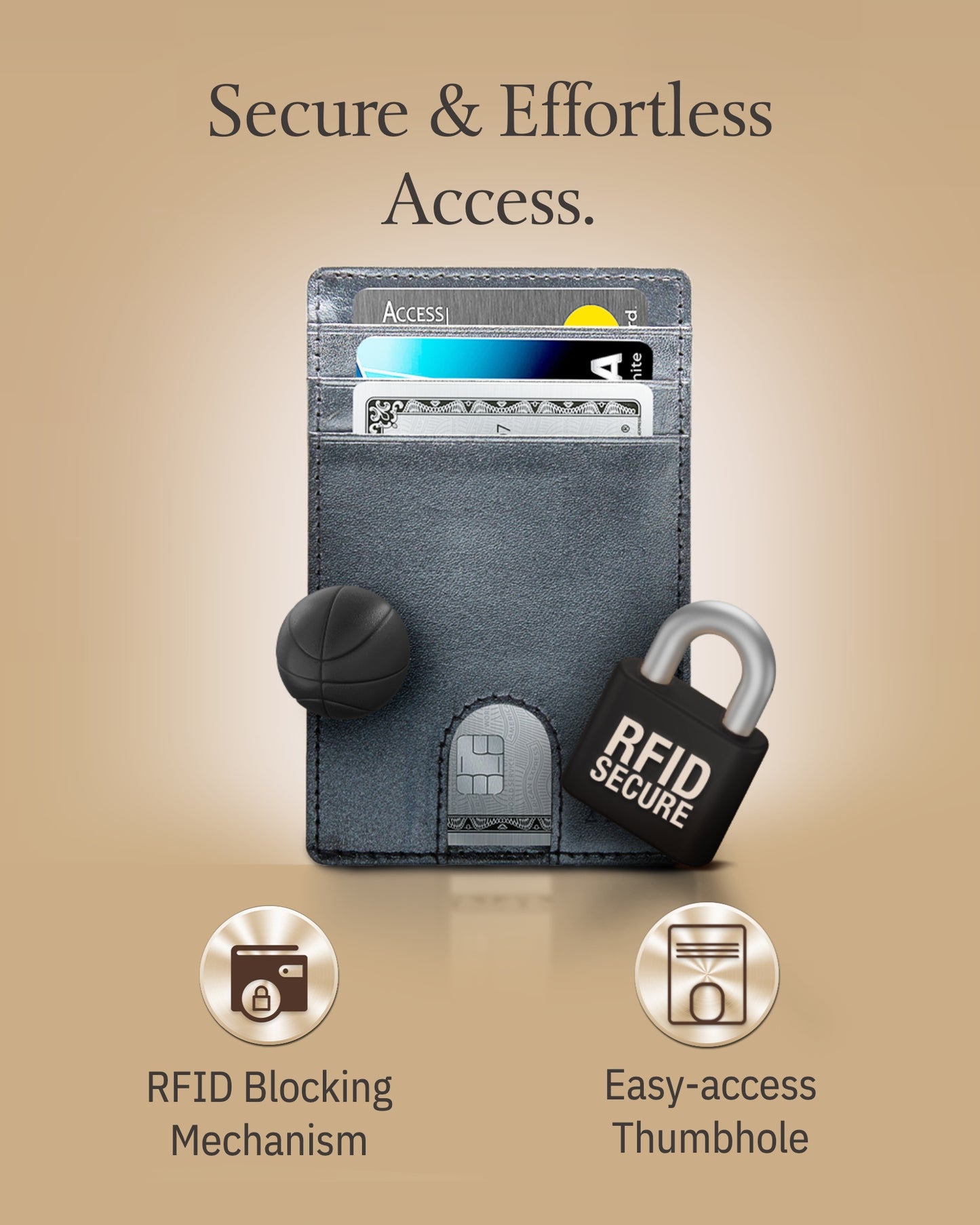 Genuine Leather Slim Card Holder – RFID Blocking, Thumb-Hole Access