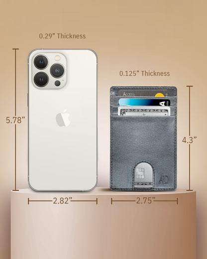 Genuine Leather Slim Card Holder – RFID Blocking, Thumb-Hole Access