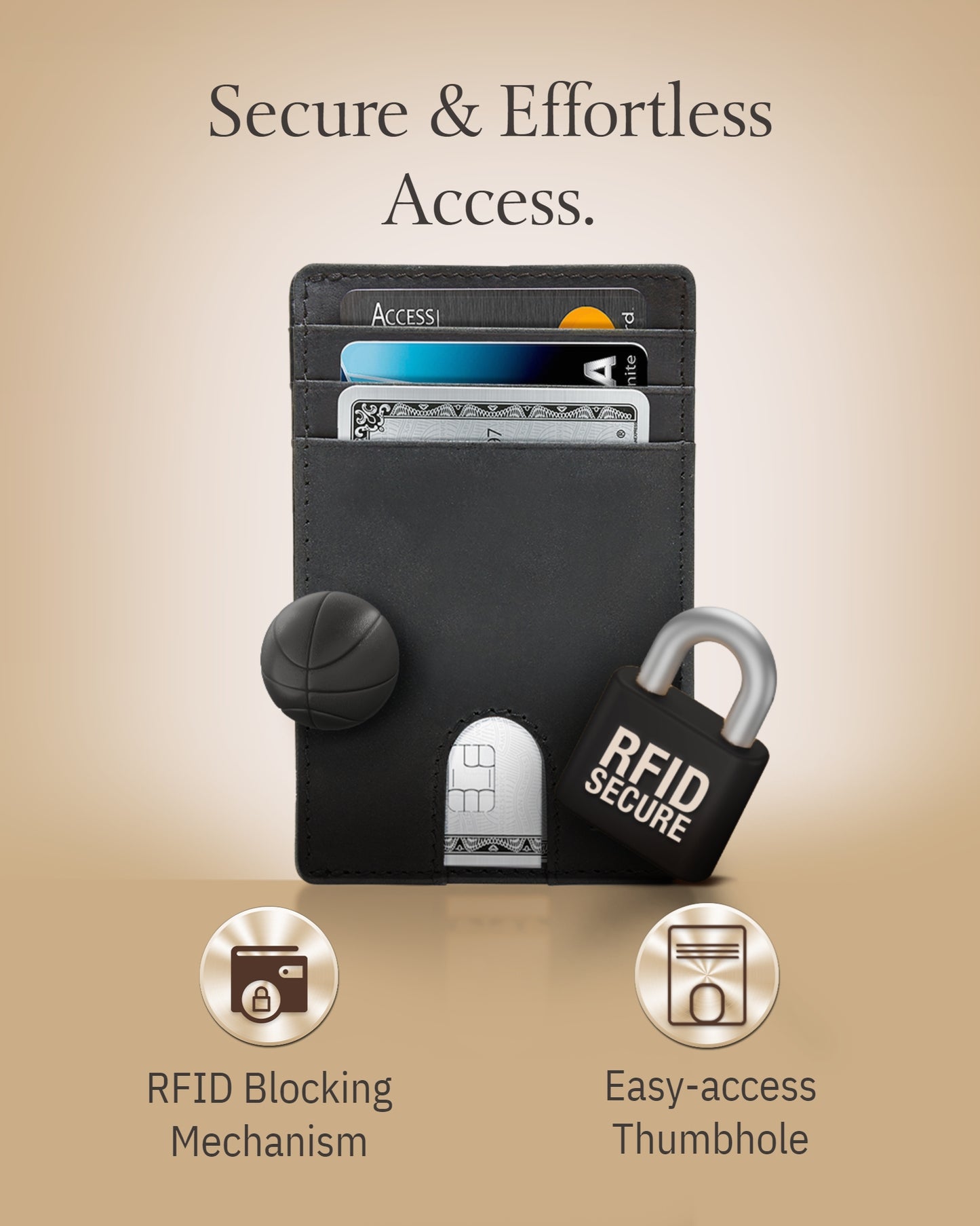 Genuine Leather Slim Card Holder – RFID Blocking, Thumb-Hole Access
