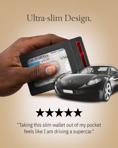 Genuine Leather Slim Card Holder – RFID Blocking, Thumb-Hole Access