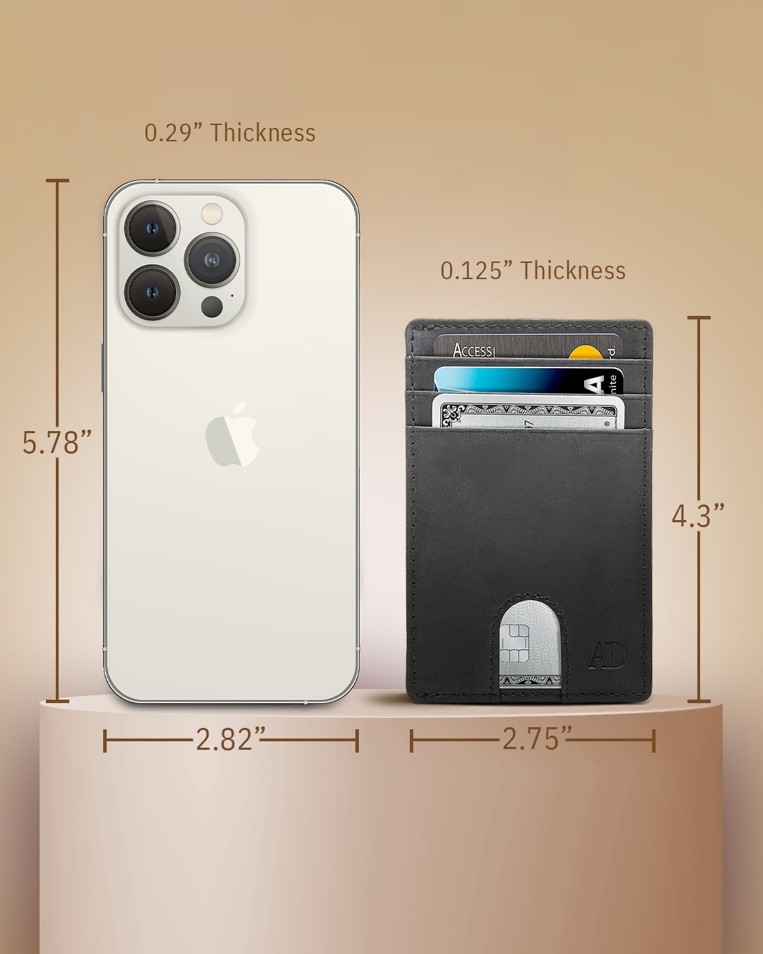 Genuine Leather Slim Card Holder – RFID Blocking, Thumb-Hole Access
