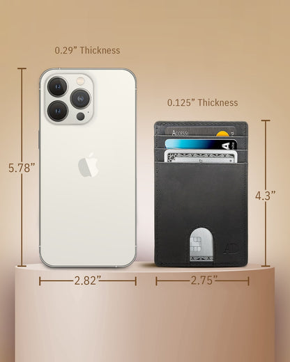 Genuine Leather Slim Card Holder – RFID Blocking, Thumb-Hole Access