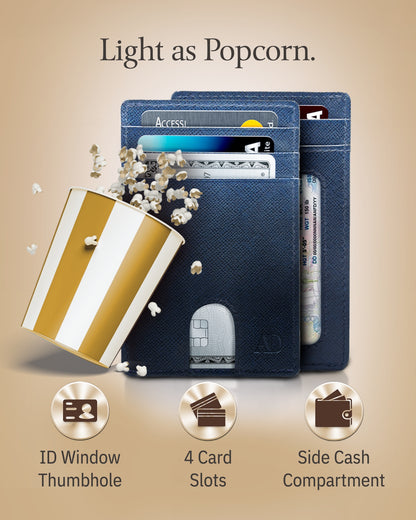 Genuine Leather Slim Card Holder – RFID Blocking, Thumb-Hole Access