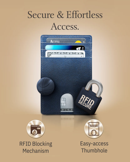 Genuine Leather Slim Card Holder – RFID Blocking, Thumb-Hole Access