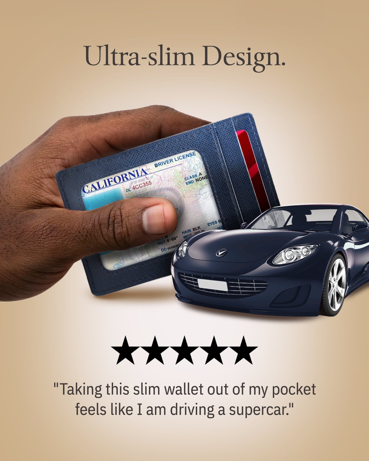 Genuine Leather Slim Card Holder – RFID Blocking, Thumb-Hole Access