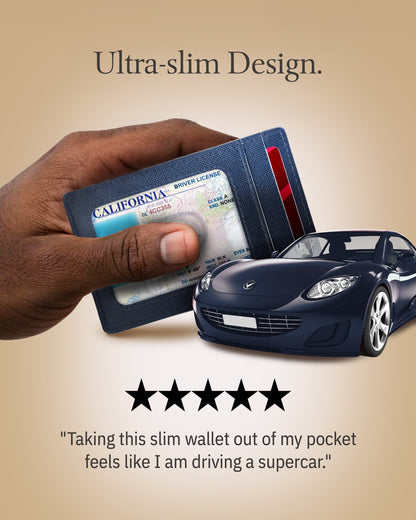 Genuine Leather Slim Card Holder – RFID Blocking, Thumb-Hole Access