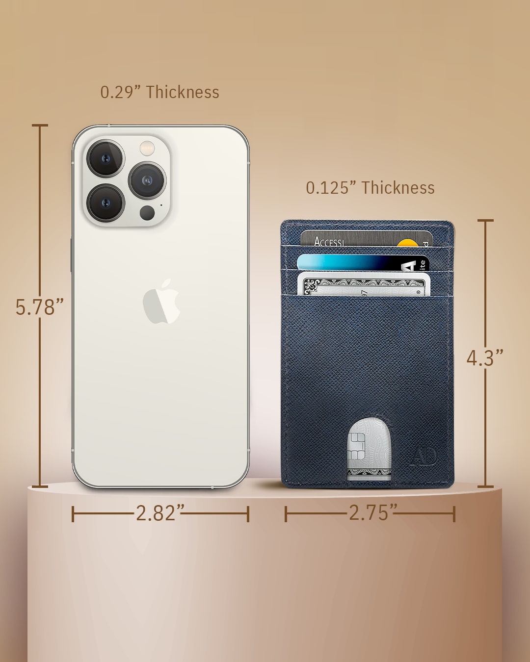 Genuine Leather Slim Card Holder – RFID Blocking, Thumb-Hole Access