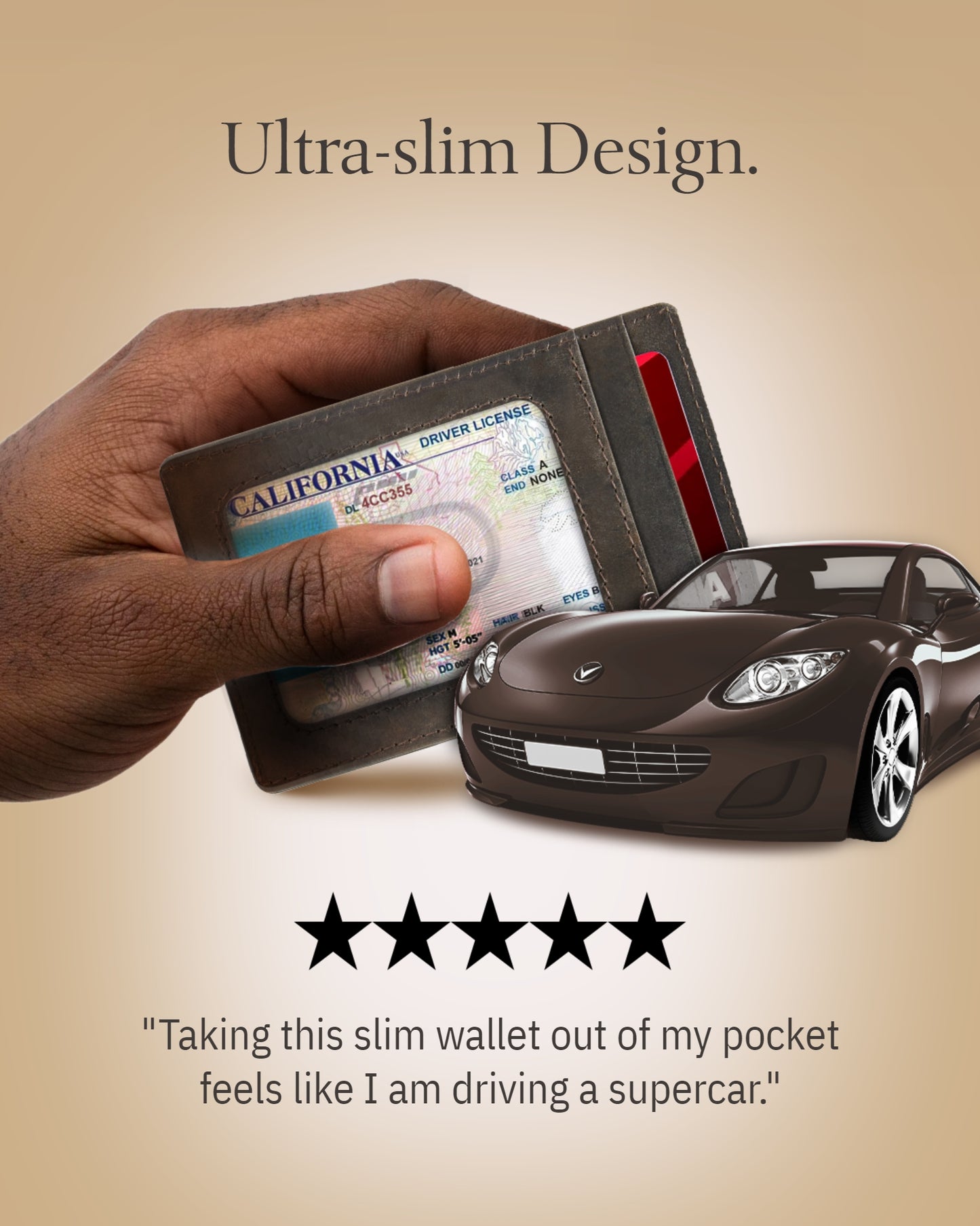 Genuine Leather Slim Card Holder – RFID Blocking, Thumb-Hole Access