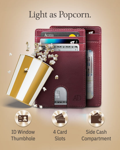 Genuine Leather Slim Card Holder – RFID Blocking, Thumb-Hole Access