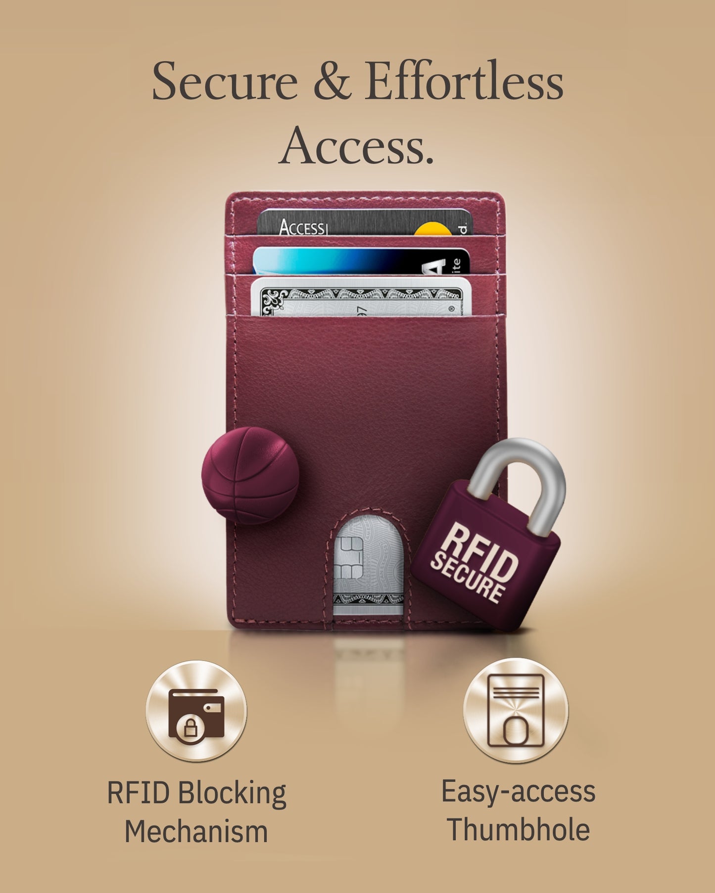 Genuine Leather Slim Card Holder – RFID Blocking, Thumb-Hole Access