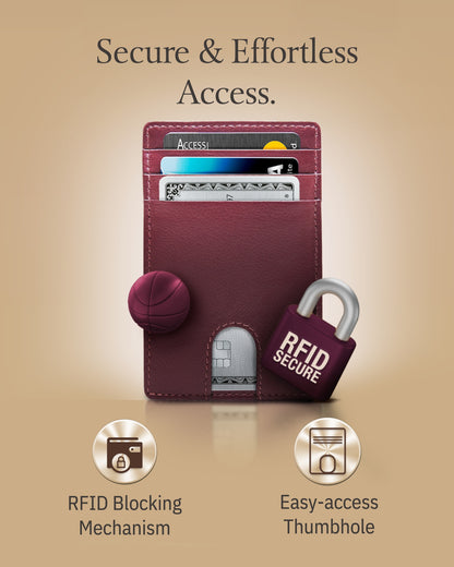 Genuine Leather Slim Card Holder – RFID Blocking, Thumb-Hole Access