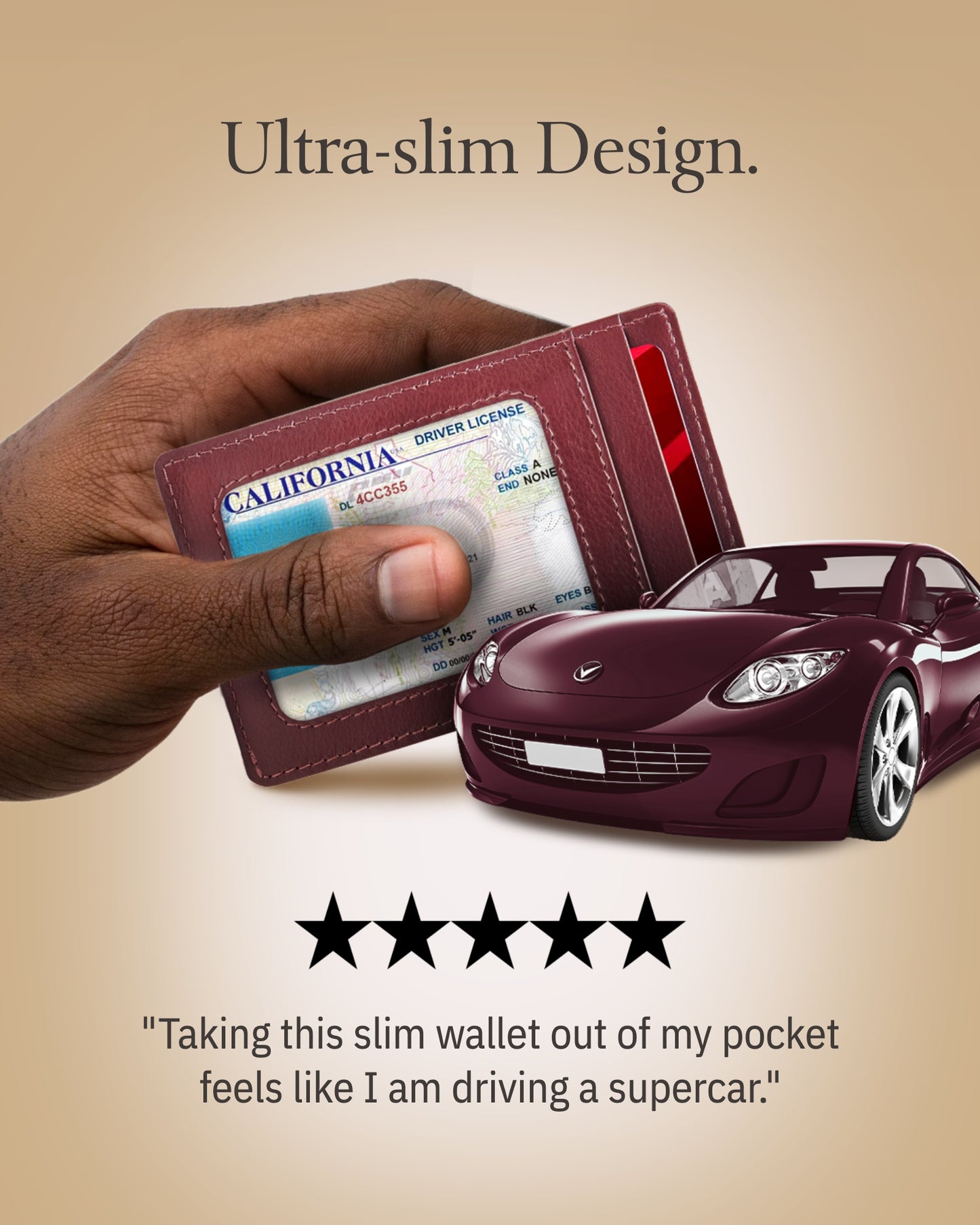 Genuine Leather Slim Card Holder – RFID Blocking, Thumb-Hole Access