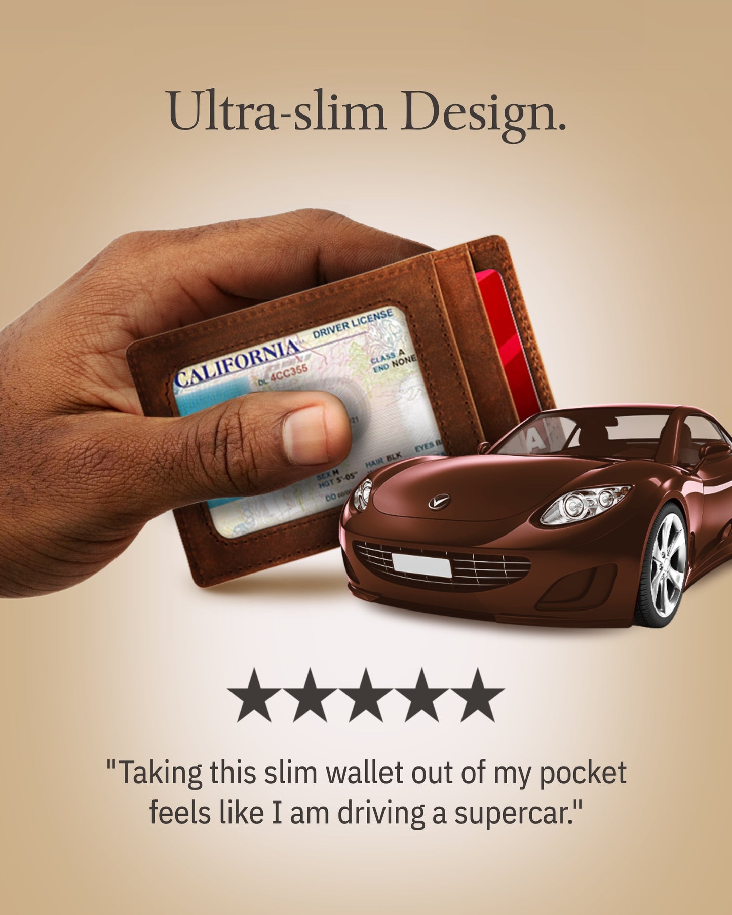 Genuine Leather Slim Card Holder – RFID Blocking, Thumb-Hole Access