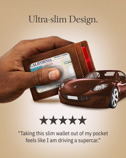 Genuine Leather Slim Card Holder – RFID Blocking, Thumb-Hole Access