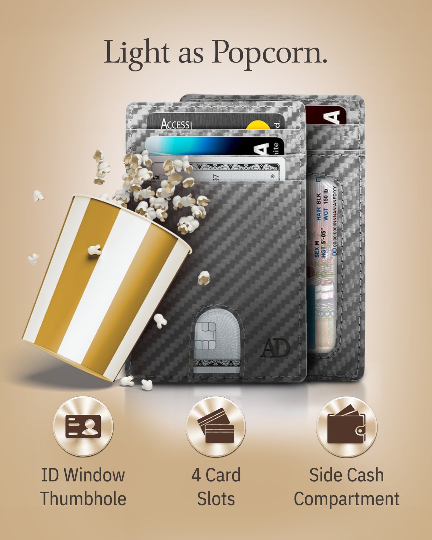 Genuine Leather Slim Card Holder – RFID Blocking, Thumb-Hole Access
