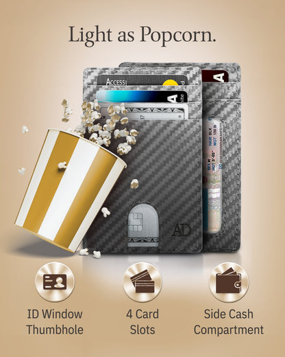 Genuine Leather Slim Card Holder – RFID Blocking, Thumb-Hole Access