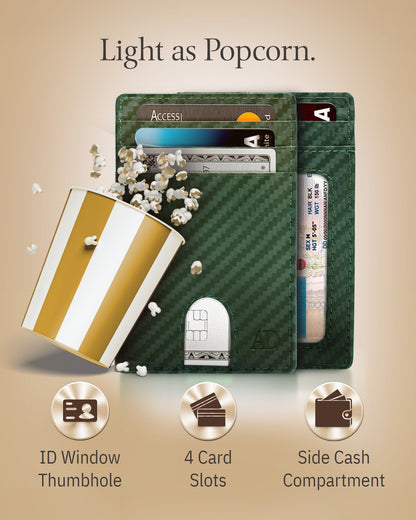 Genuine Leather Slim Card Holder – RFID Blocking, Thumb-Hole Access