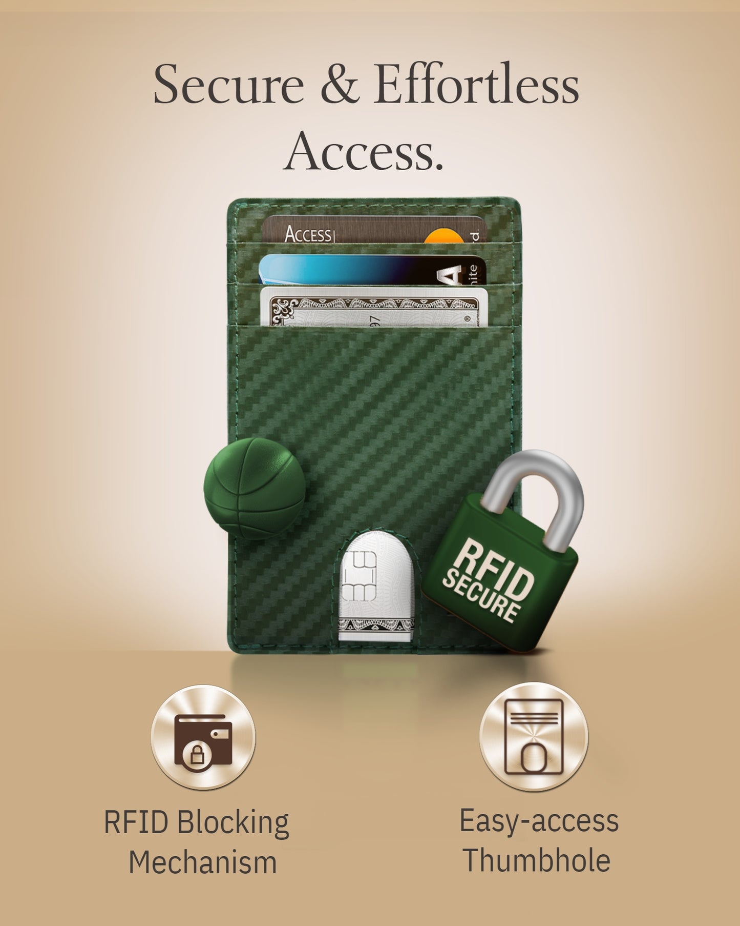 Genuine Leather Slim Card Holder – RFID Blocking, Thumb-Hole Access