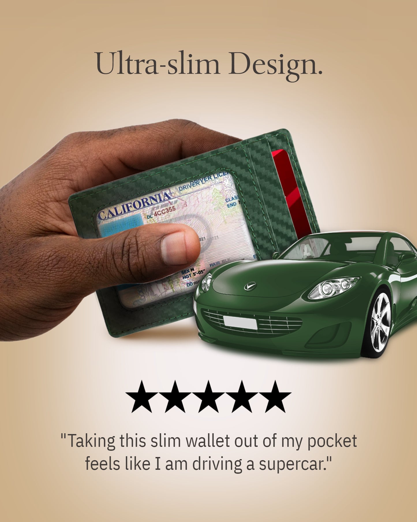 Genuine Leather Slim Card Holder – RFID Blocking, Thumb-Hole Access