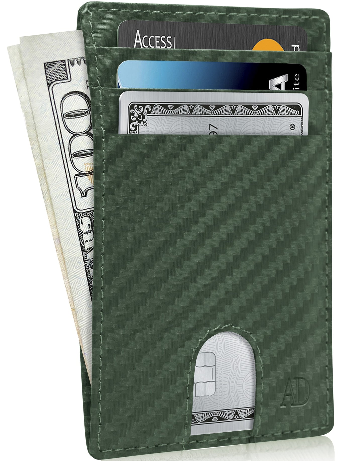 Genuine Leather Slim Card Holder – RFID Blocking, Thumb-Hole Access