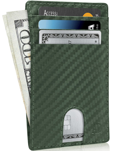 Genuine Leather Slim Card Holder – RFID Blocking, Thumb-Hole Access