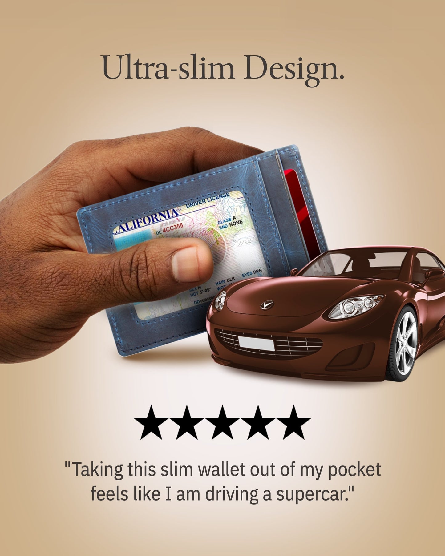 Genuine Leather Slim Card Holder – RFID Blocking, Thumb-Hole Access