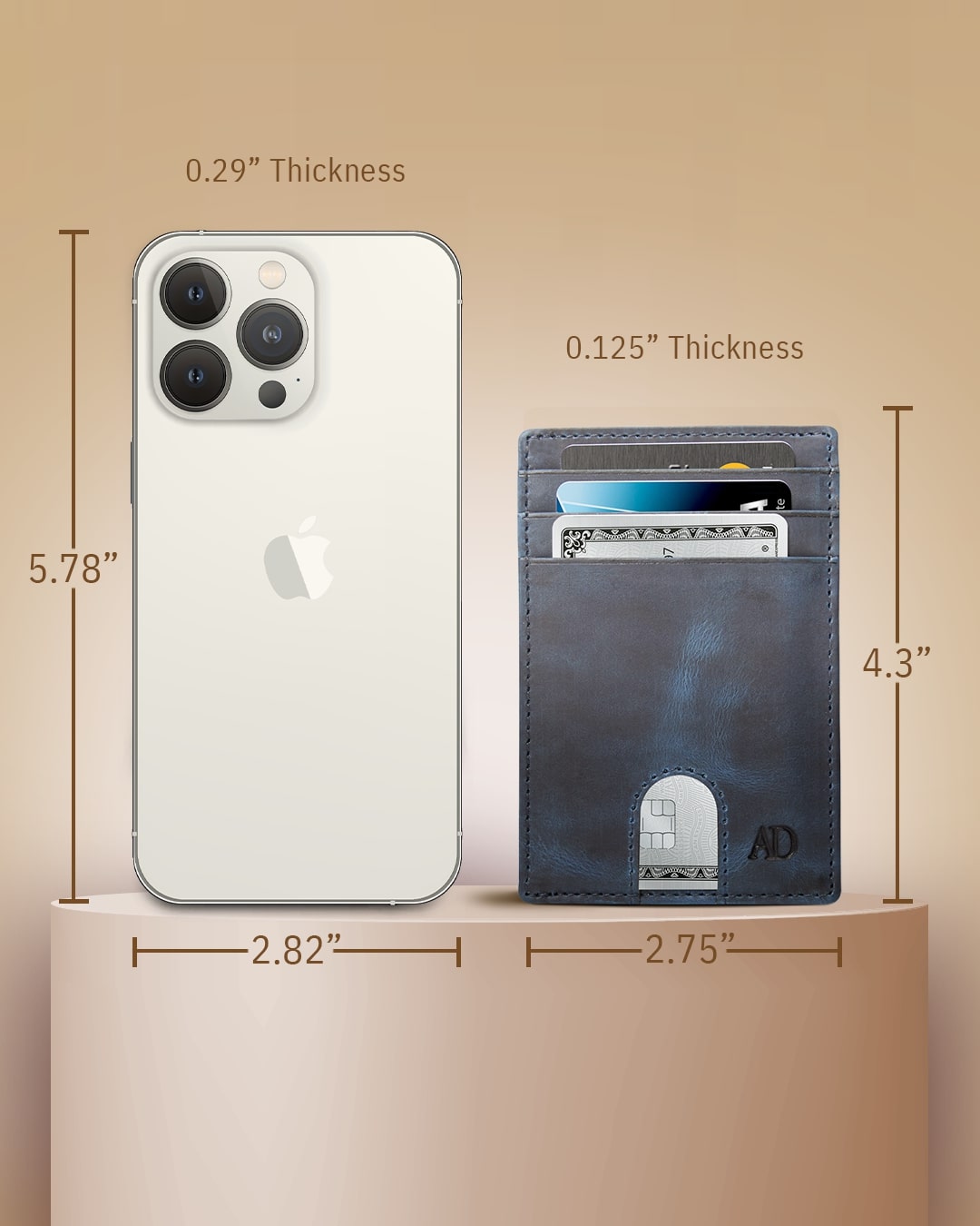 Genuine Leather Slim Card Holder – RFID Blocking, Thumb-Hole Access
