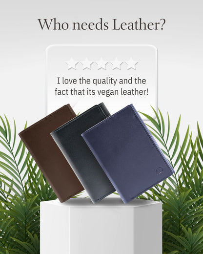 Vegan Leather Trifold Wallet – ID Window, RFID Blocking