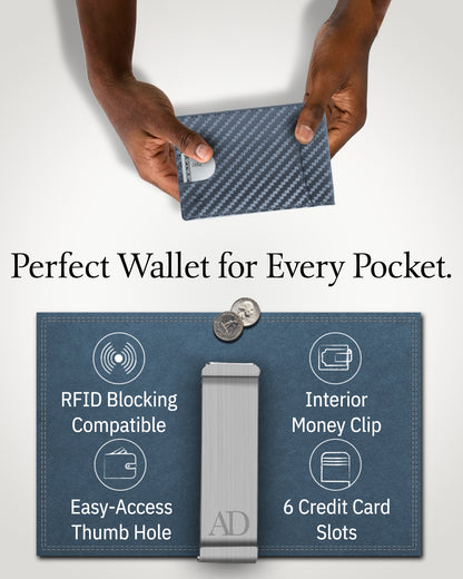 Genuine Leather Slim Money Clip Wallet – 7 Card Slots, RFID Blocking