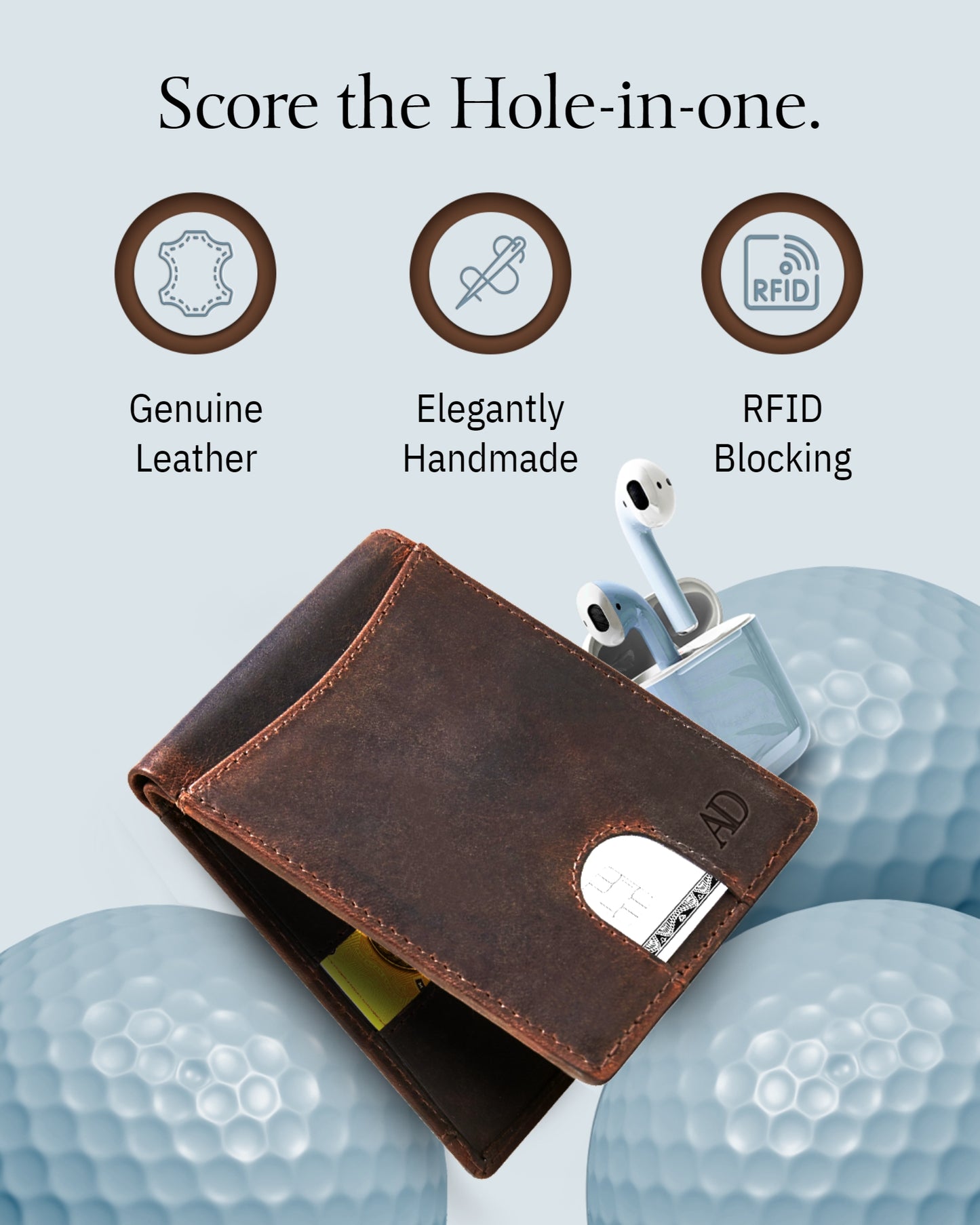 Genuine Leather Pull-Strap Bifold Wallet – Holds 7 Cards, RFID Blocking