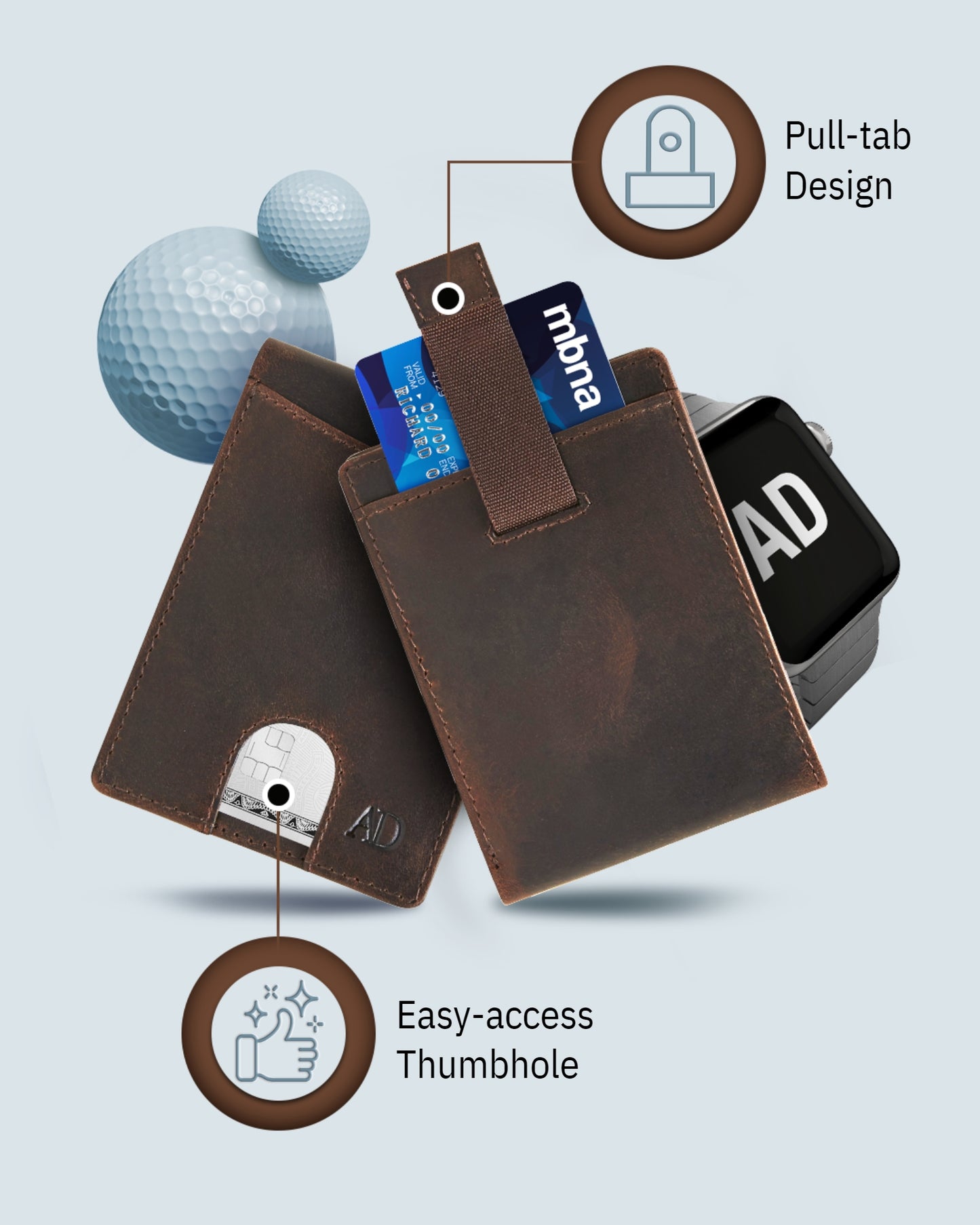 Genuine Leather Pull-Strap Bifold Wallet – Holds 7 Cards, RFID Blocking