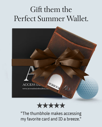 Genuine Leather Pull-Strap Bifold Wallet – Holds 7 Cards, RFID Blocking