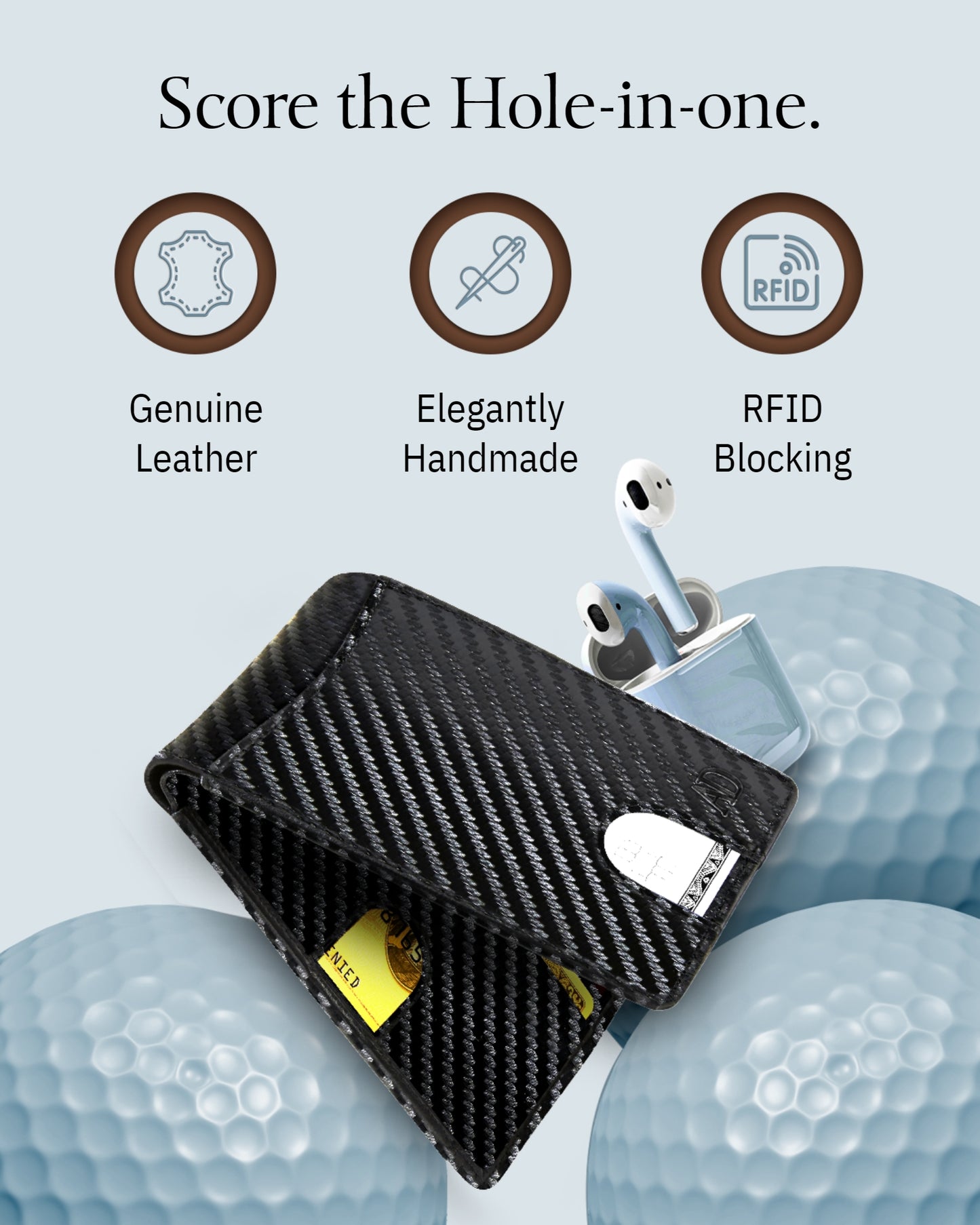 Genuine Leather Pull-Strap Bifold Wallet – Holds 7 Cards, RFID Blocking