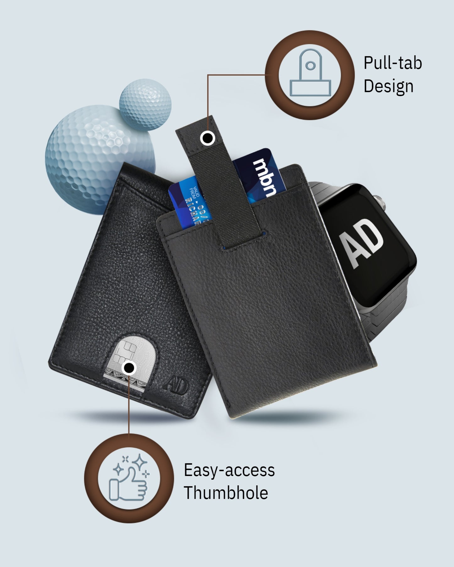 Genuine Leather Pull-Strap Bifold Wallet – Holds 7 Cards, RFID Blocking