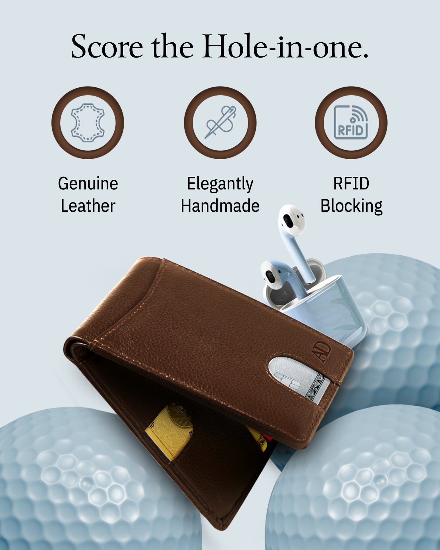 Genuine Leather Pull-Strap Bifold Wallet – Holds 7 Cards, RFID Blocking