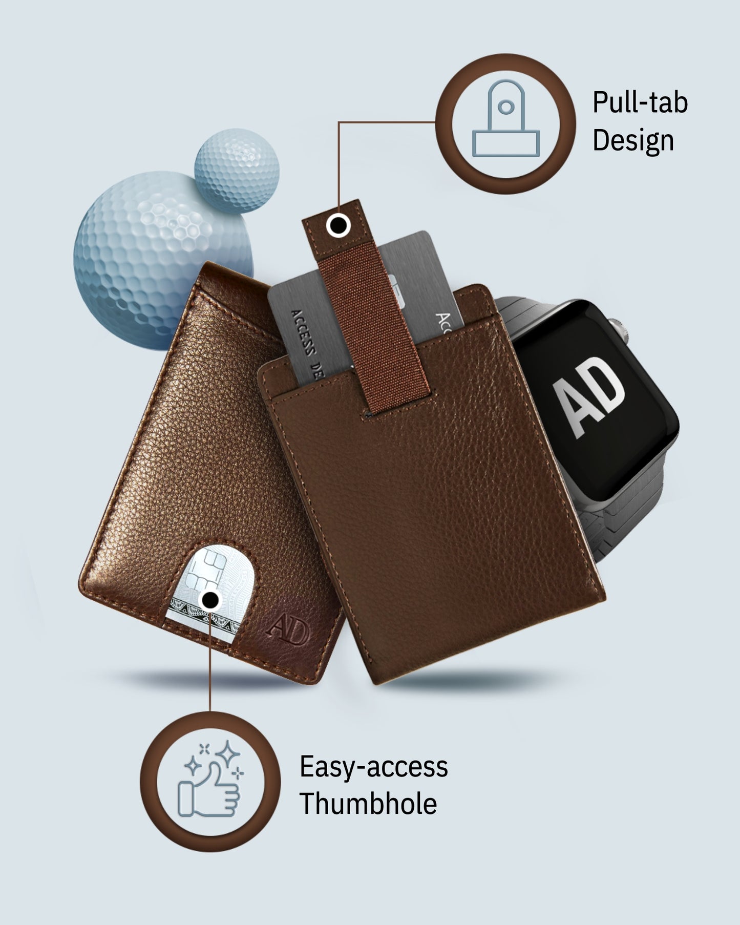 Genuine Leather Pull-Strap Bifold Wallet – Holds 7 Cards, RFID Blocking