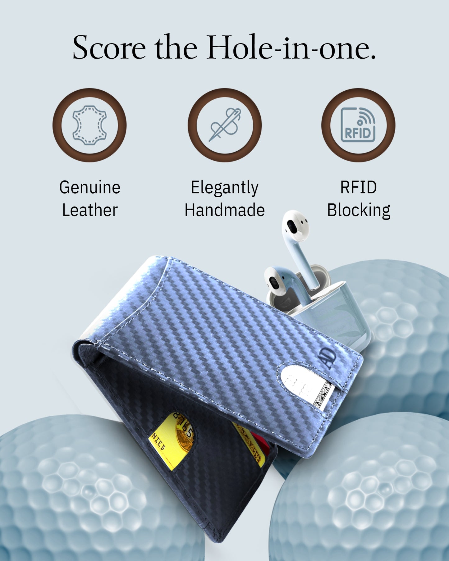 Genuine Leather Pull-Strap Bifold Wallet – Holds 7 Cards, RFID Blocking