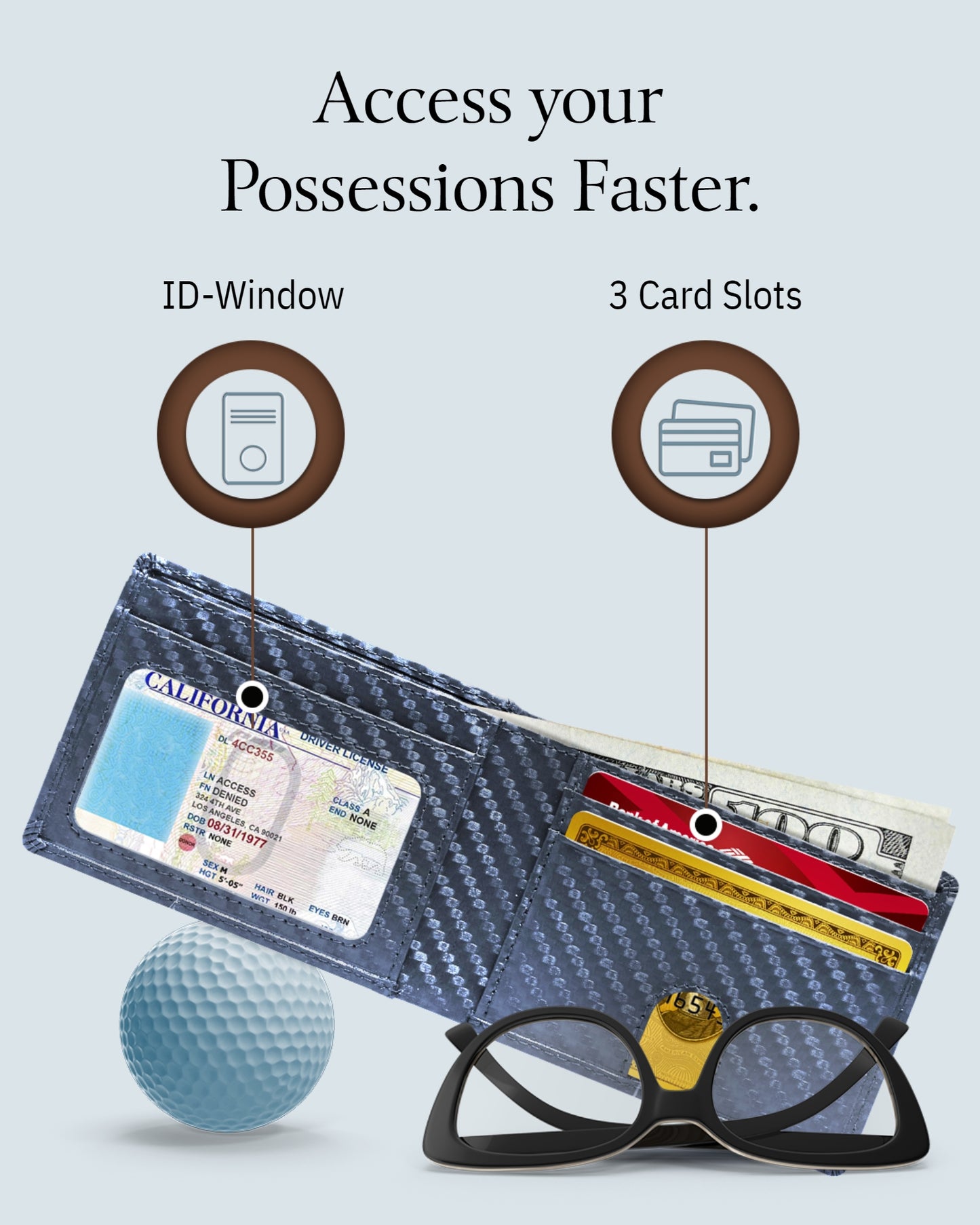 Genuine Leather Pull-Strap Bifold Wallet – Holds 7 Cards, RFID Blocking