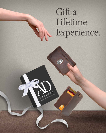 Genuine Leather Slim Bifold Wallet – Pull-Strap Card Access, RFID Blocking